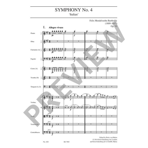 ETP420 - Mendelssohn Symphony No. 4 A major op. 90. Italian Study Score Default title