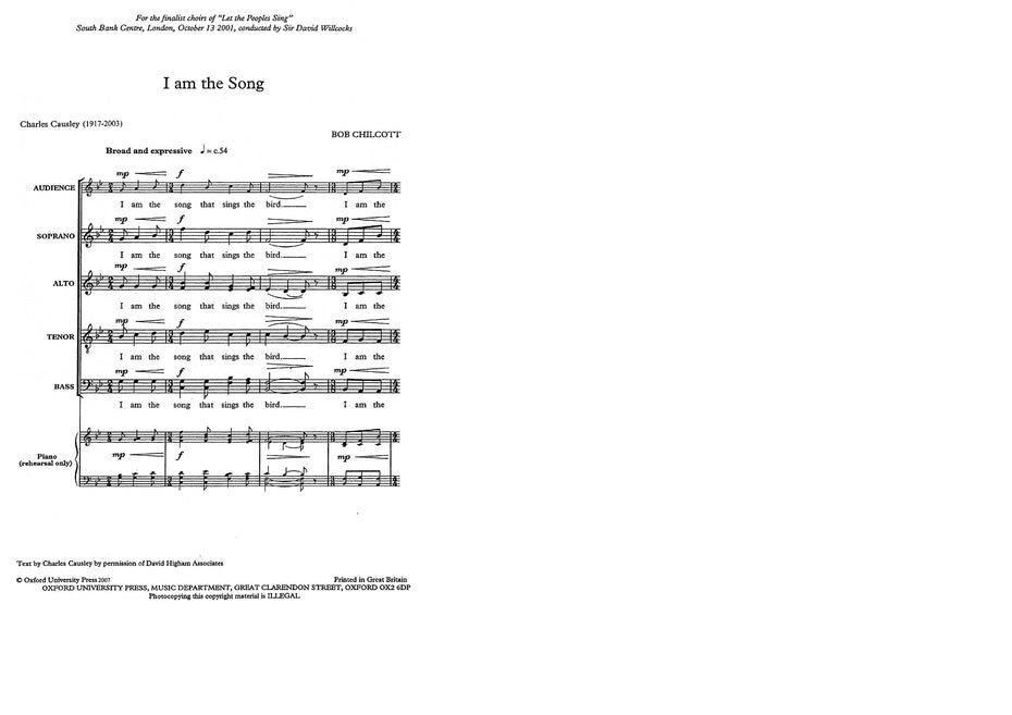 OUP-3433021 - Chilcott I am the song: Vocal score Default title