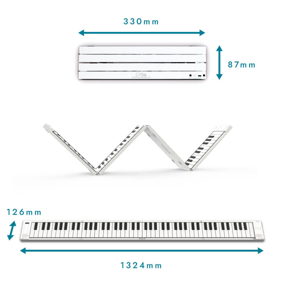 BA215010-H - Carry-On 88-key touch sensitive folding portable piano White