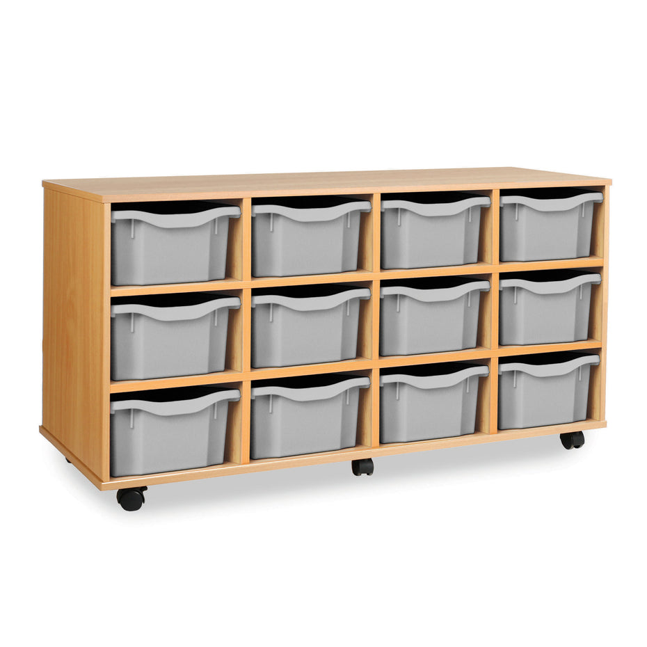 MEQ4012NL-LG - Monarch 12 double tray storage unit (4 x 3) Light grey