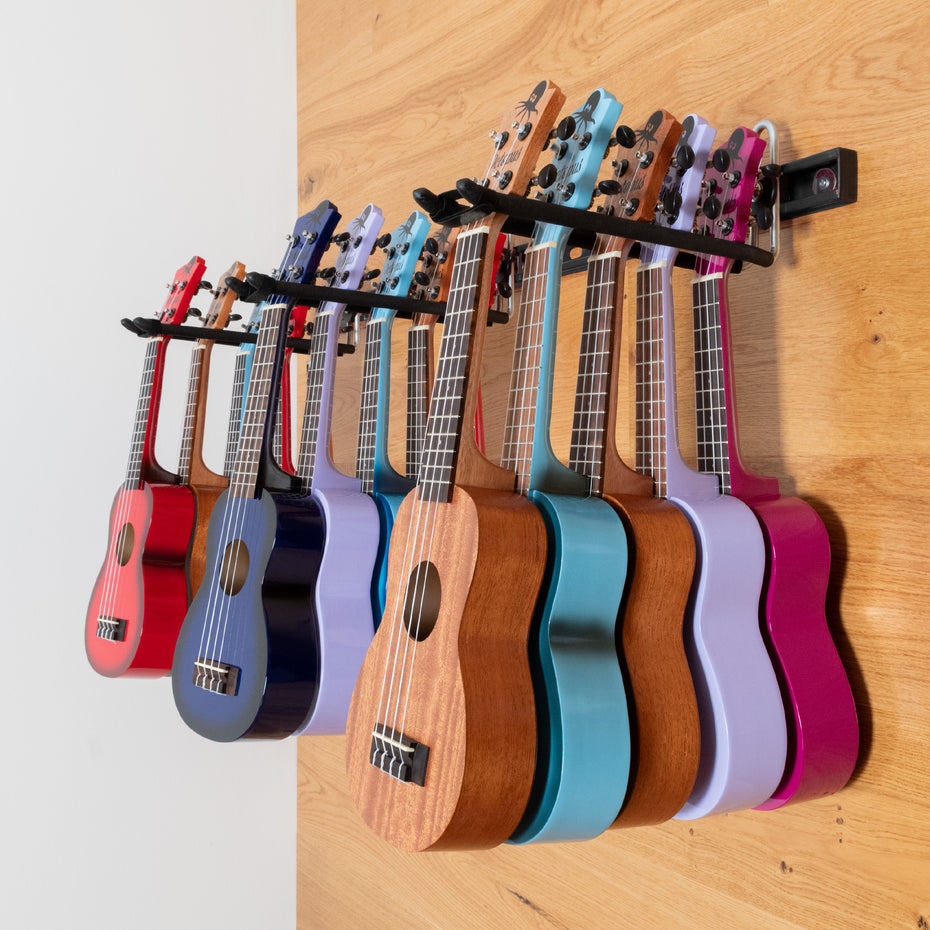 UKU-15-BK - Ukulele wall hanger for up to 15 ukuleles Black