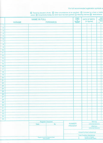 AR35 - Philip & Tacey School Attendance Register 35 Names Pack of 10 Default title