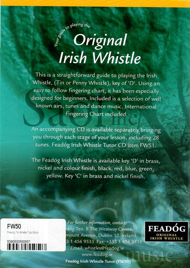Tin Whistle Feadog Brass D Irish Whistle, Green Top - PRESENTATION