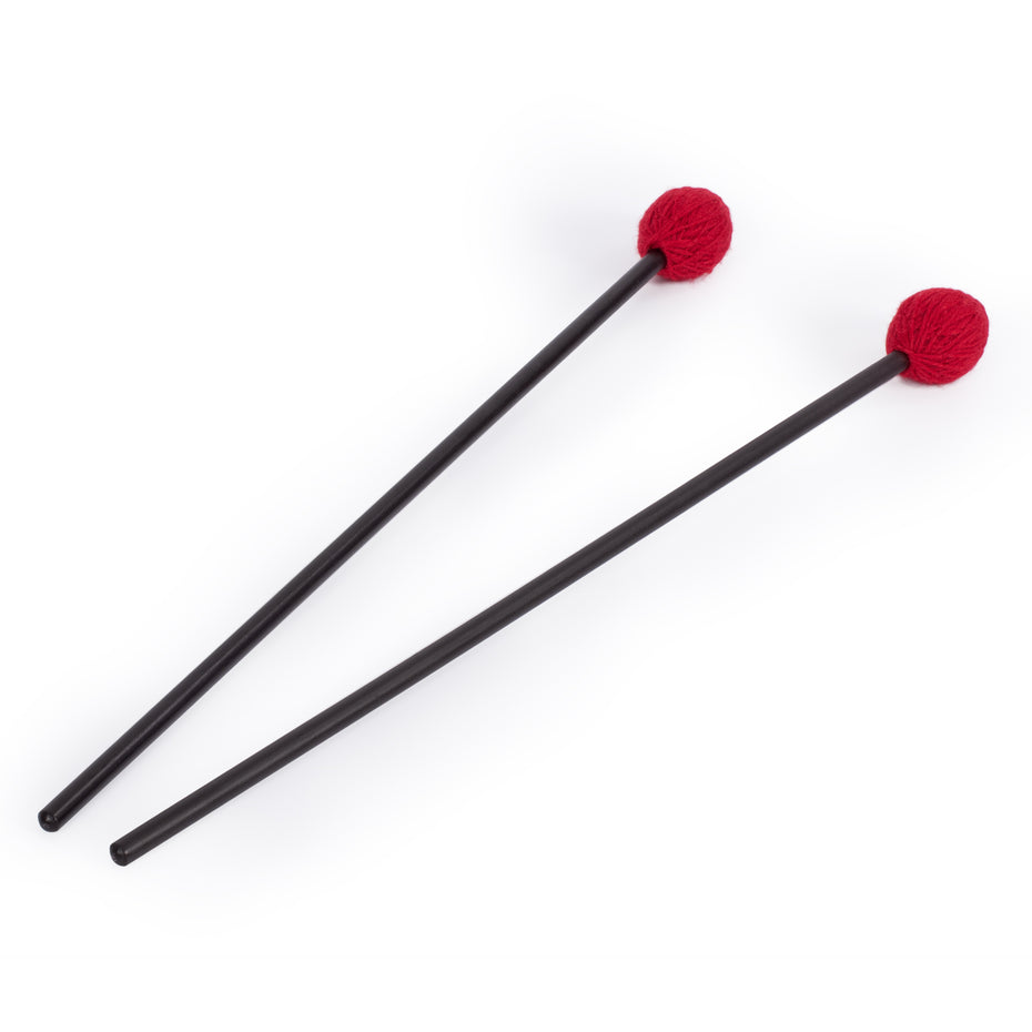 MM3 - Percussion Workshop Vibraphone / marimba beaters pair 3.3cm red wool head – medium hard