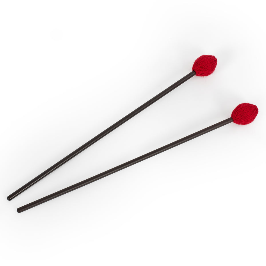 MM3 - Percussion Workshop Vibraphone / marimba beaters pair 3.3cm red wool head – medium hard