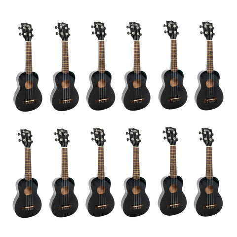 MYSCHOOLUKE-BK12 - My School Ukulele soprano ukes carton of 12 Black