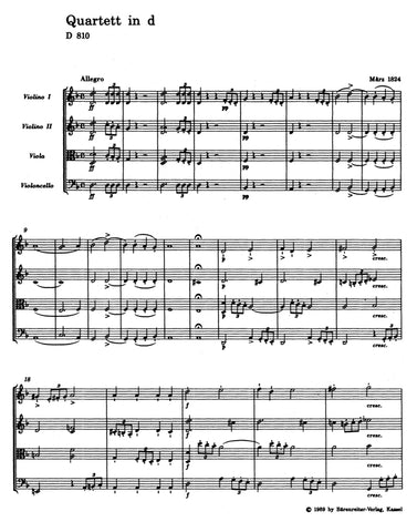 TP301 - Schubert String Quartet In D Minor (D.810) Study Score Default title