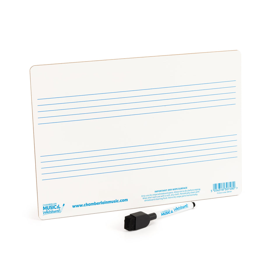 WB105 - A4 mini dry-wipe music whiteboard with 2 pre-printed staves Default title