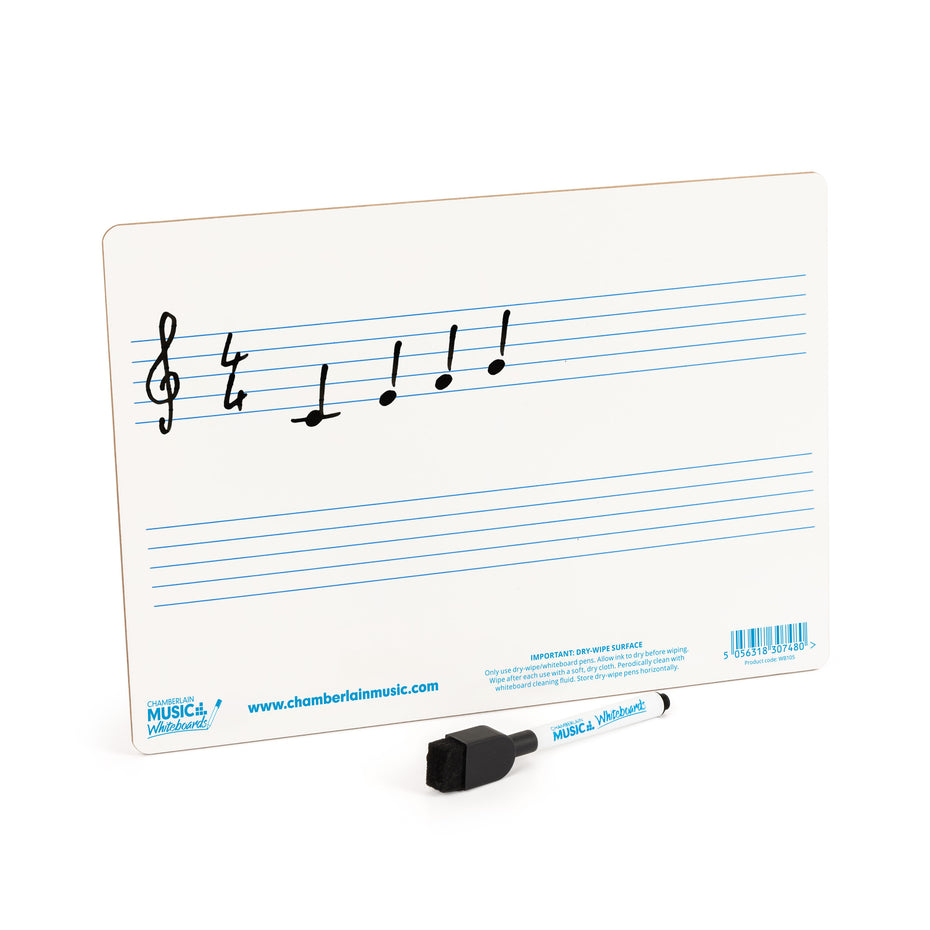 WB105 - A4 mini dry-wipe music whiteboard with 2 pre-printed staves Default title