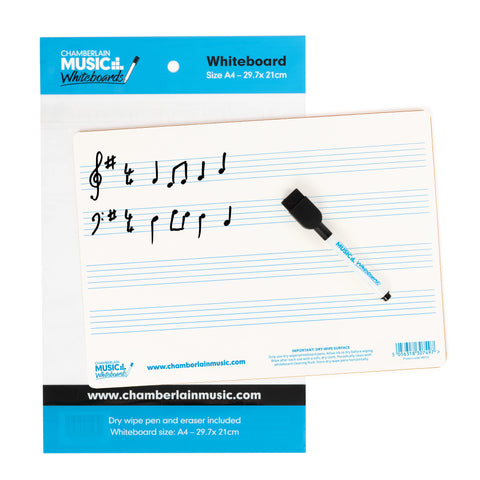 WB125-12PK - A4 mini dry-wipe music whiteboard with 4 pre-printed staves - 12 pack Default title