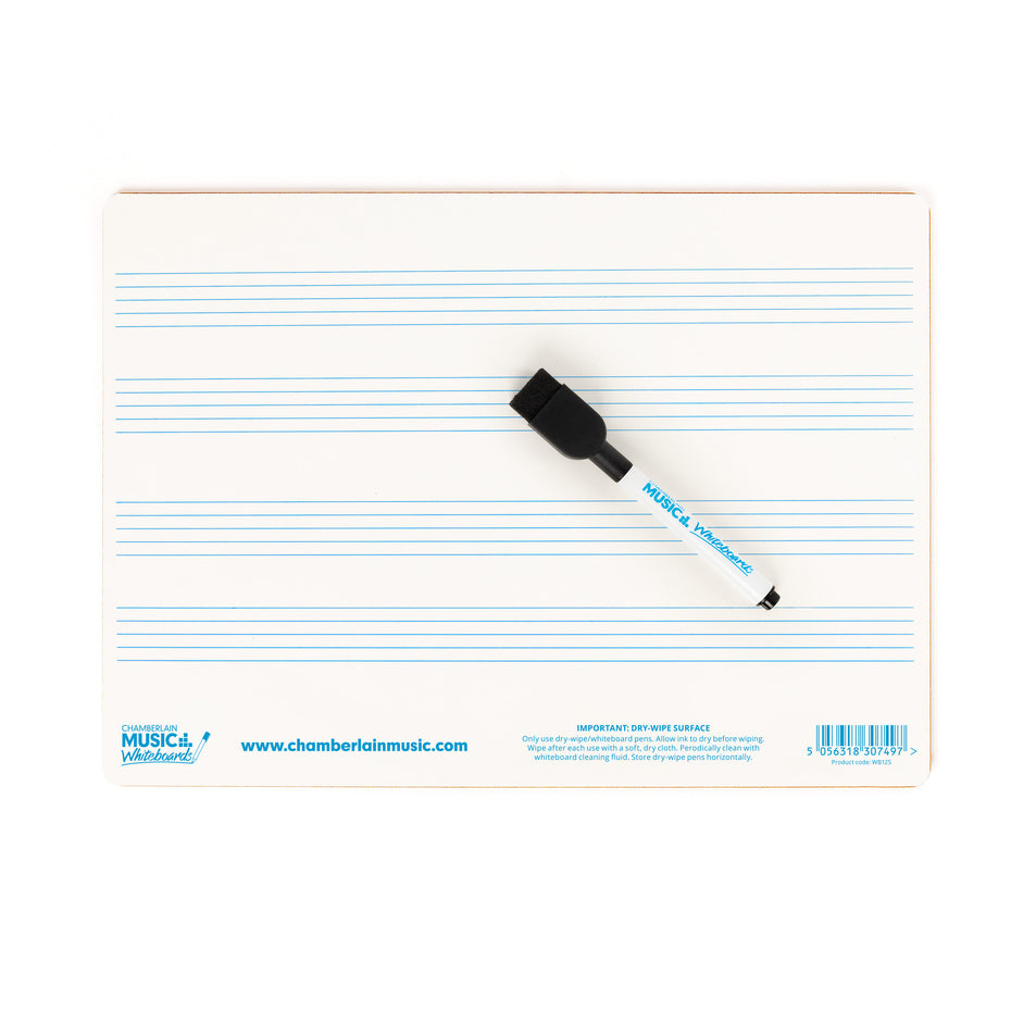 WB125-12PK - A4 mini dry-wipe music whiteboard with 4 pre-printed staves - 12 pack Default title