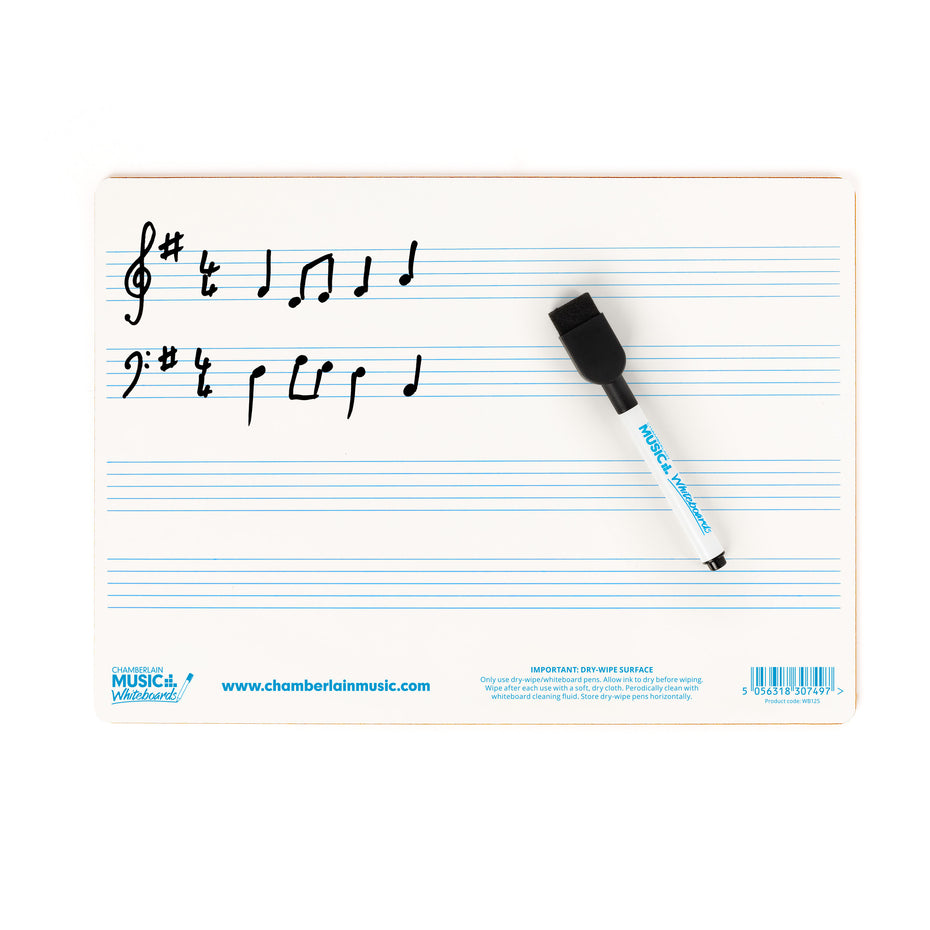 WB125-12PK - A4 mini dry-wipe music whiteboard with 4 pre-printed staves - 12 pack Default title