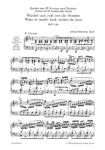 BA10140-90 - Bach Cantata 'Wachet auf, ruft uns die Stimme' BWV 140 Vocal Score Default title