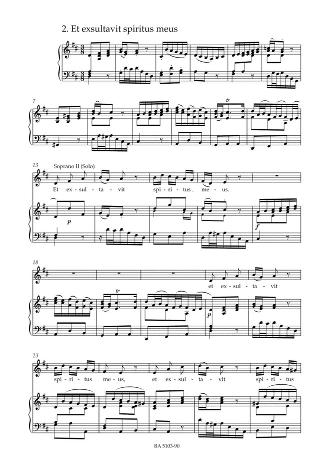 Bach Magnificat In D major BWV 243 Vocal Score - Chamberlain Music